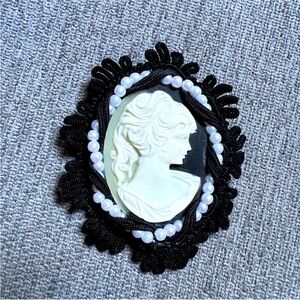 Black and White Cameo Brooch